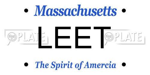 LEET Massachusetts License Plate