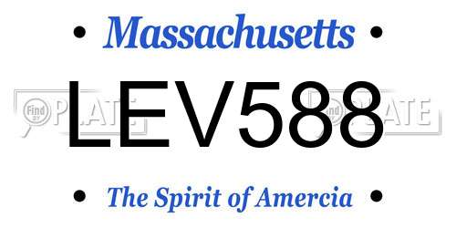 LEV588 Massachusetts License Plate