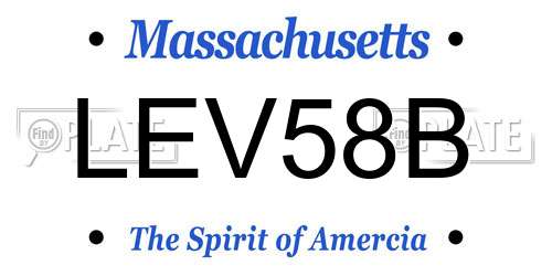 LEV58B Massachusetts License Plate