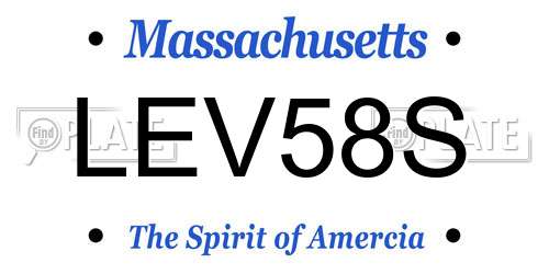 LEV58S Massachusetts License Plate
