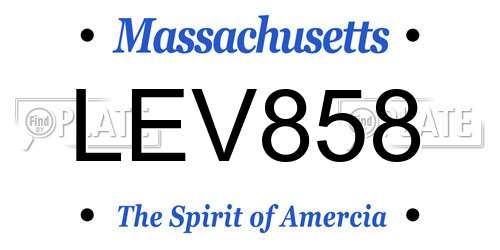 LEV858 Massachusetts License Plate