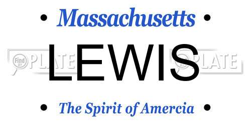 LEWIS Massachusetts License Plate