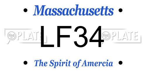 LF34 Massachusetts License Plate