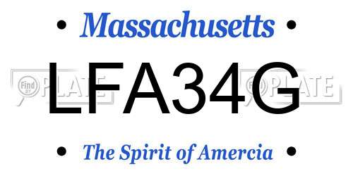 LFA34G Massachusetts License Plate