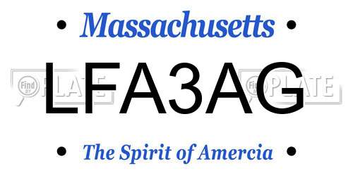 LFA3AG Massachusetts License Plate