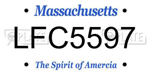 LFC5597 Massachusetts License Plate