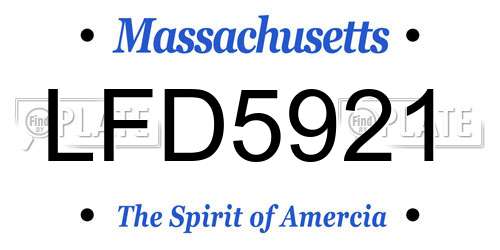 LFD5921 Massachusetts License Plate