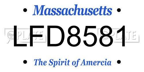 LFD8581 Massachusetts License Plate