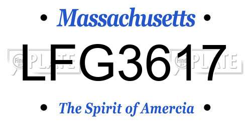LFG3617 Massachusetts License Plate