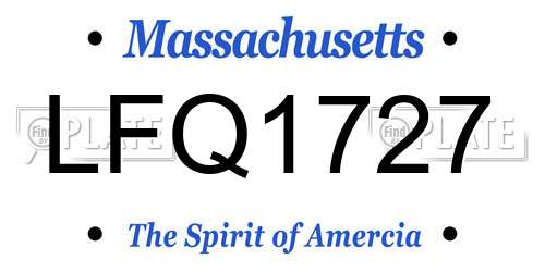 LFQ1727 Massachusetts License Plate