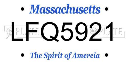 LFQ5921 Massachusetts License Plate