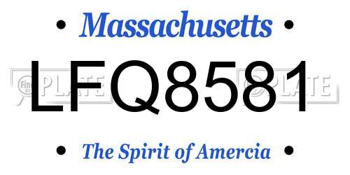 LFQ8581 Massachusetts License Plate