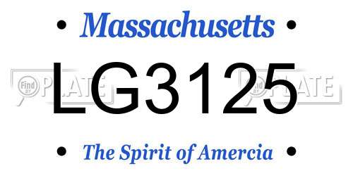 LG3125 Massachusetts License Plate