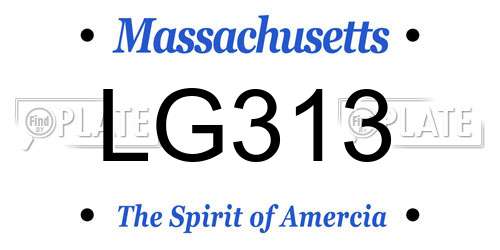 LG313 Massachusetts License Plate