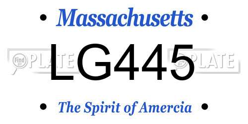 LG445 Massachusetts License Plate
