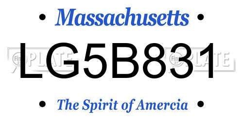 LG5B831 Massachusetts License Plate