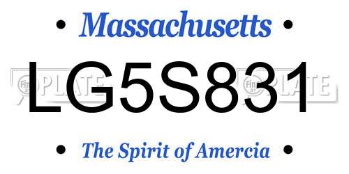 LG5S831 Massachusetts License Plate