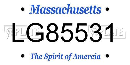 LG85531 Massachusetts License Plate