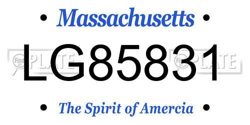 LG85831 Massachusetts License Plate
