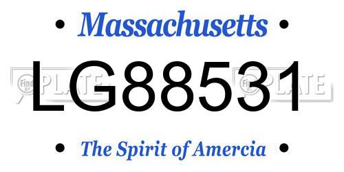 LG88531 Massachusetts License Plate