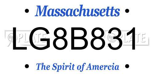 LG8B831 Massachusetts License Plate