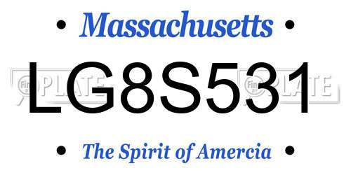 LG8S531 Massachusetts License Plate