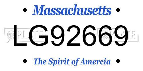 LG92669 Massachusetts License Plate