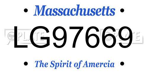 LG97669 Massachusetts License Plate