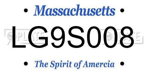 LG9S008 Massachusetts License Plate