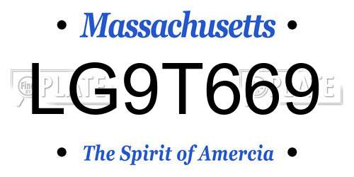 LG9T669 Massachusetts License Plate