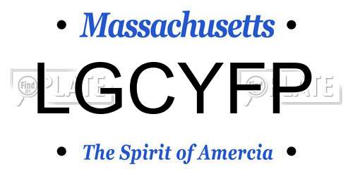 LGCYFP Massachusetts License Plate