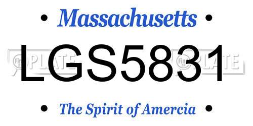 LGS5831 Massachusetts License Plate