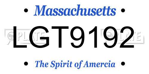 LGT9192 Massachusetts License Plate