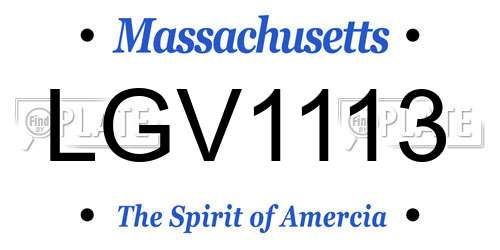 LGV1113 Massachusetts License Plate