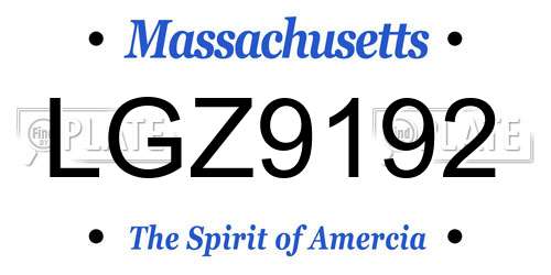 LGZ9192 Massachusetts License Plate