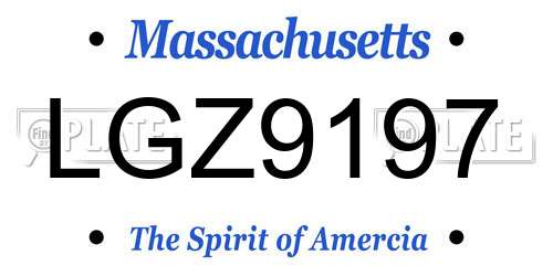 LGZ9197 Massachusetts License Plate