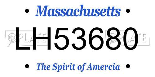 LH53680 Massachusetts License Plate