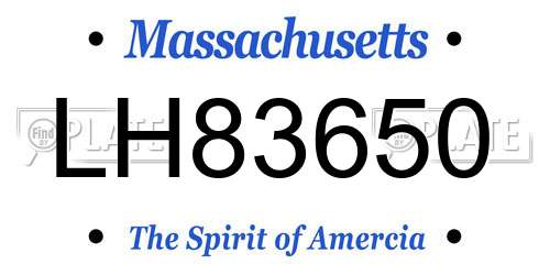 LH83650 Massachusetts License Plate
