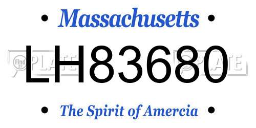 LH83680 Massachusetts License Plate