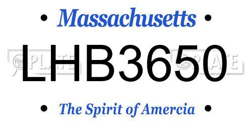 LHB3650 Massachusetts License Plate