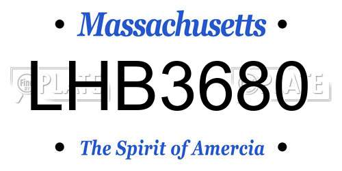 LHB3680 Massachusetts License Plate