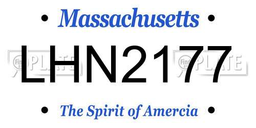 LHN2177 Massachusetts License Plate