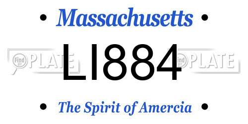 LI884 Massachusetts License Plate