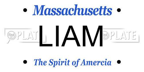 LIAM Massachusetts License Plate