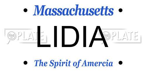 LIDIA Massachusetts License Plate