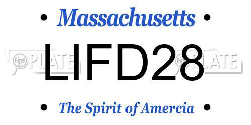 LIFD28 Massachusetts License Plate