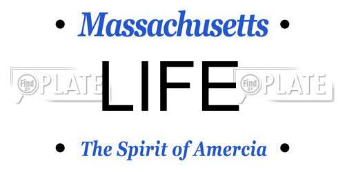 LIFE Massachusetts License Plate