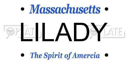 LILADY Massachusetts License Plate