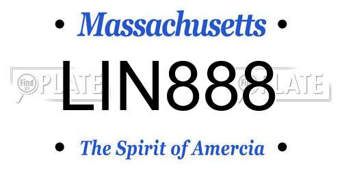 LIN888 Massachusetts License Plate