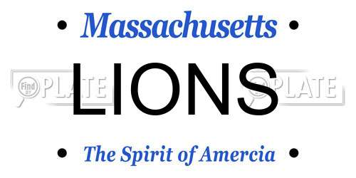 LIONS Massachusetts License Plate